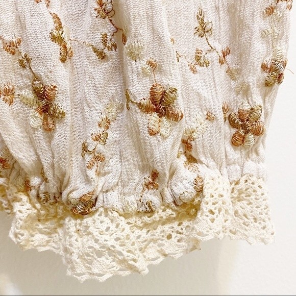 POL Floral Boho Cottagecore Babydoll Embroidered Ruffle Blouse M - Picture 9 of 11